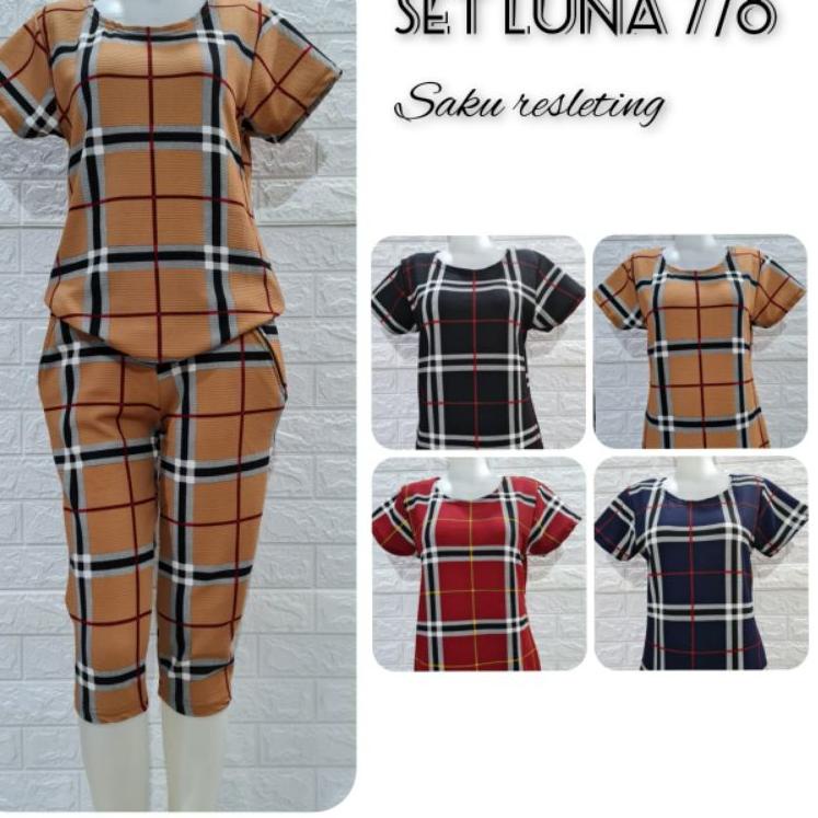 Setelan baju kekinian / Set baju wanita Luna Res 7/8 / Setelan Luna Resleting / Baju Terbaru