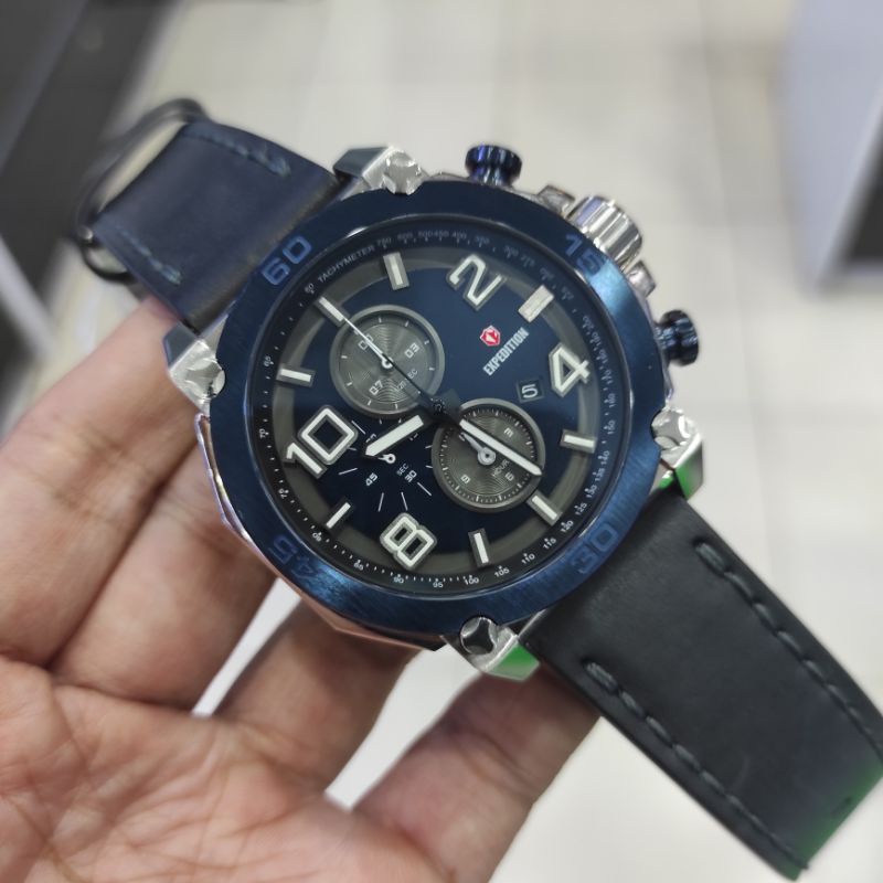 JAM TANGAN PRIA EXPEDITION 6766 NEW E6766 TALI KULIT ORIGINAL MCLTUBU GARANSI RESMI