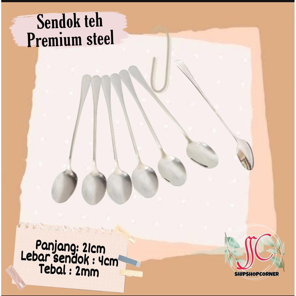 Sendok teh gagang panjang Stainless Premium tebal/sendok es teh