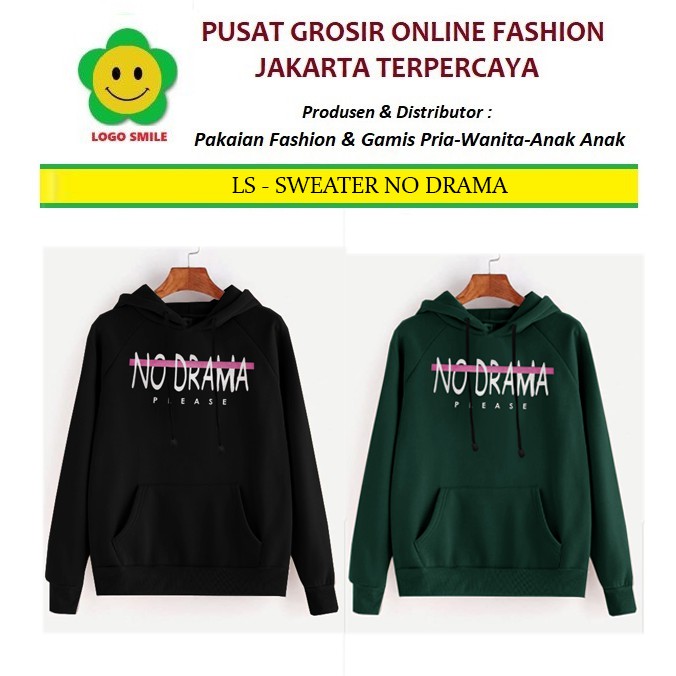 Sweater No Drama - Logo Smile (LS) - Ukuran XL - Matt Fleece