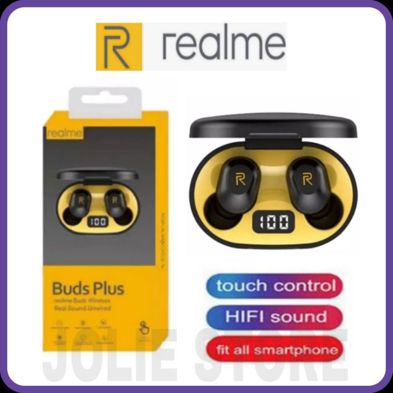 Jual Headset bluetooth realme buds plus wireless stereo bass Shopee Indonesia