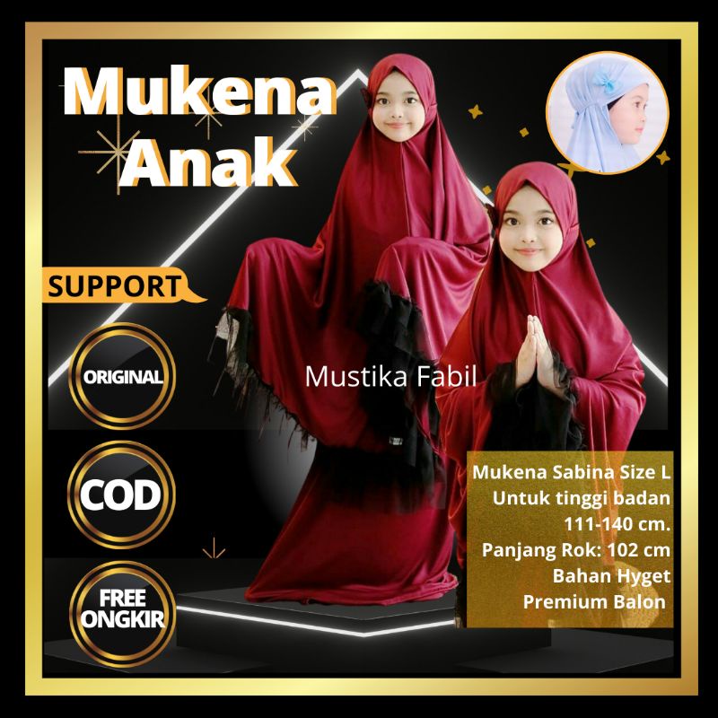 Mukena Anak Perempuan Umur 7 8 9 10 Tahun / Mukena Bali Polos Renda Tanggung / Mukena Polos Plisket 