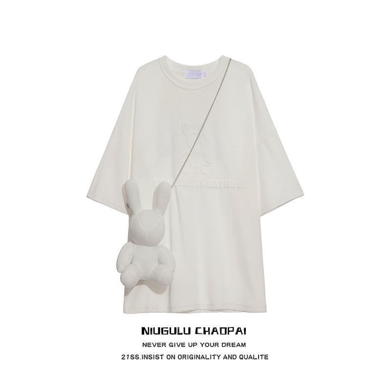 [littlecrab] Kaos Oversize Rabbit Tas T-shirt Berkualitas Kelinci Lucu Rabbits Are Too Many For Us Korean Style