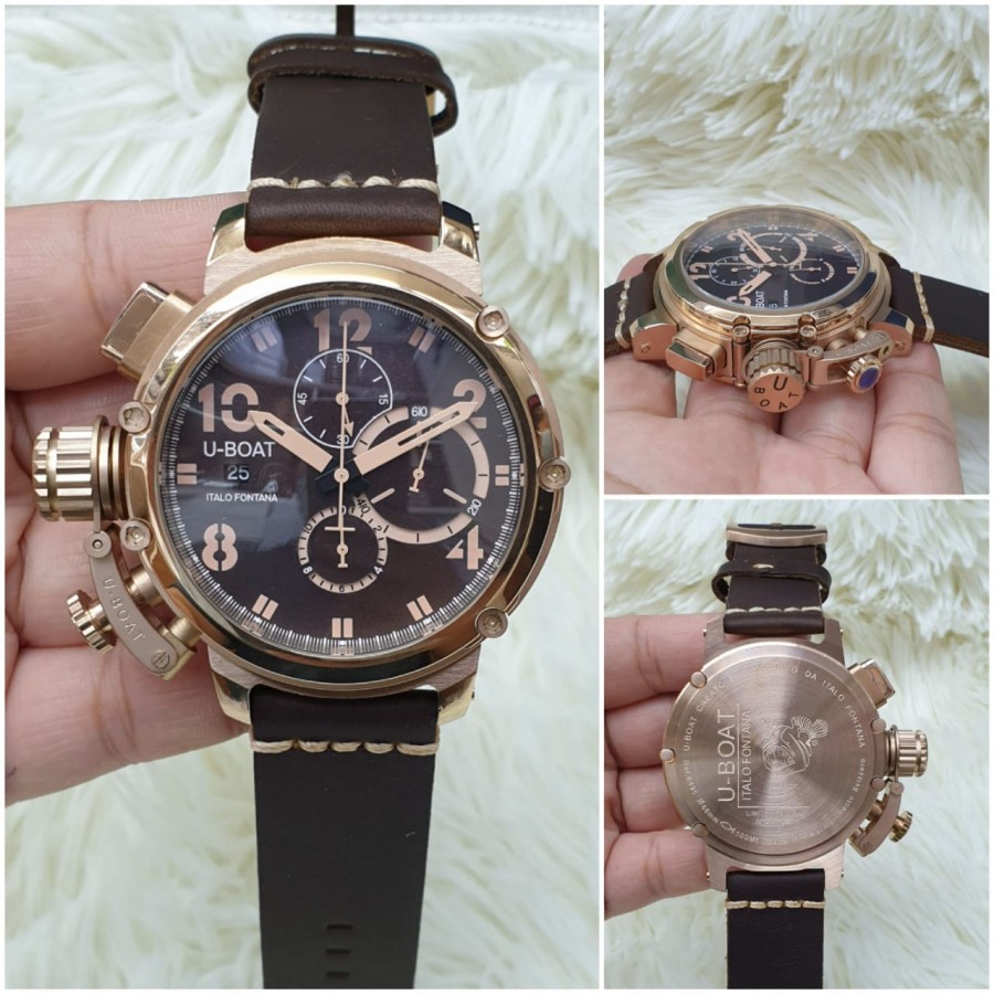 Hot Promo  Jam Tangan Pria Keren U Boat Italo Fontana Rosegold Dial Jam Tangan Kasual Pria Terbaru L