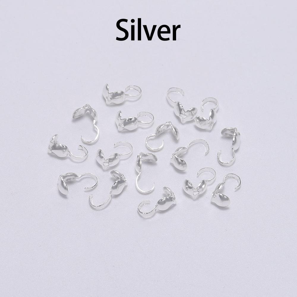 200pcs 4mm Calottes Crimps Beads Cove Clasps Hook Cord End Caps String Ball Chain Connectors For DIY Jewelry Making Findings