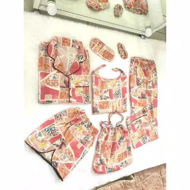 SET PIYAMA SATEN PREMIUM 7IN1 & RAYON 7IN1 READY STOK Kyoro Beauty 7 in 1 - celline-KIMI SALEM