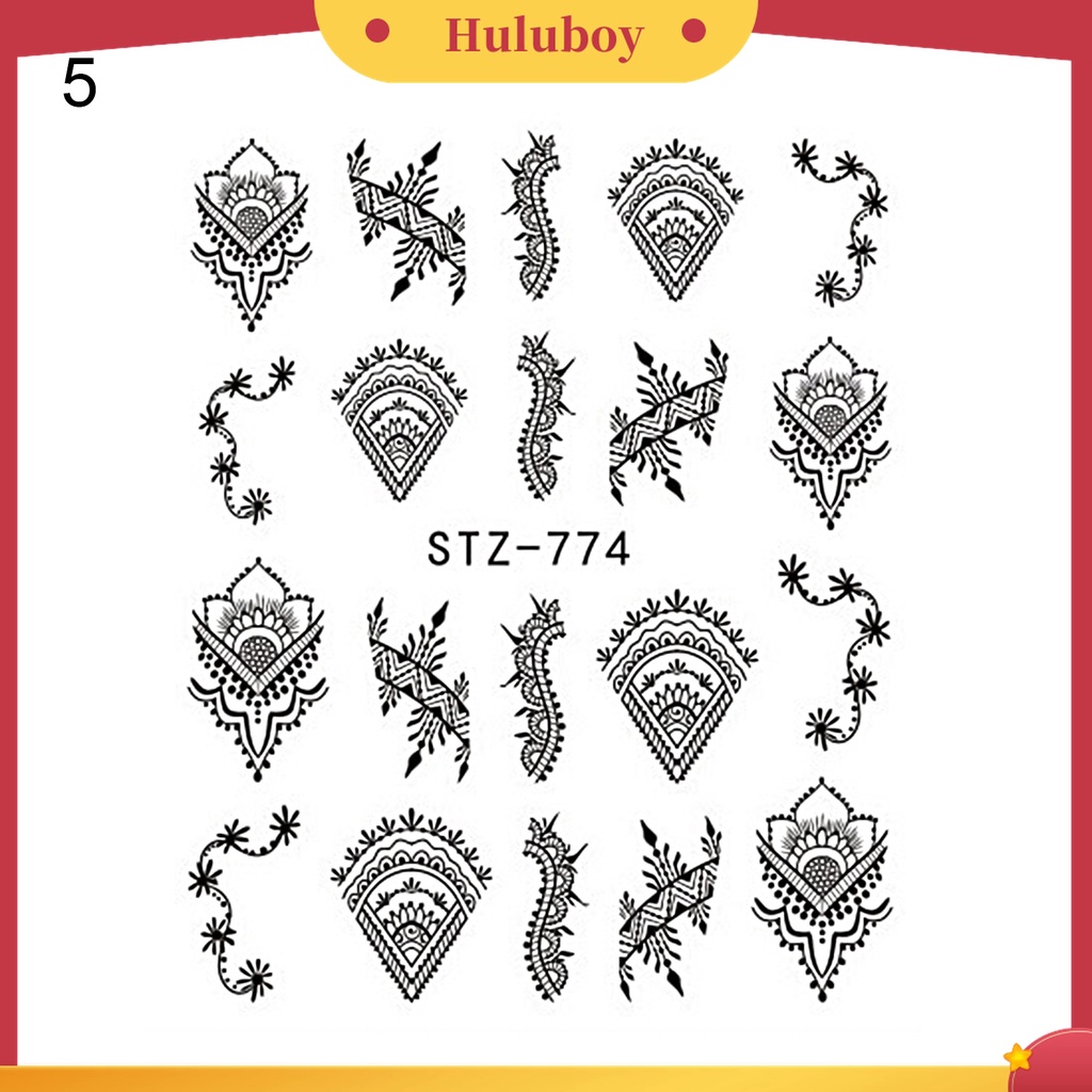 Huluboy Huluboy♡ Stiker Kuku Motif Garis Hitam Tahan Lama Untuk Wanita