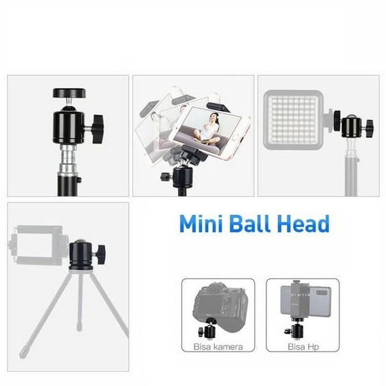 Ballhead Besi Tripod Kamera DSLR Mirrorless 360 Ball Head Vlog Selfie Metal ball rotation head