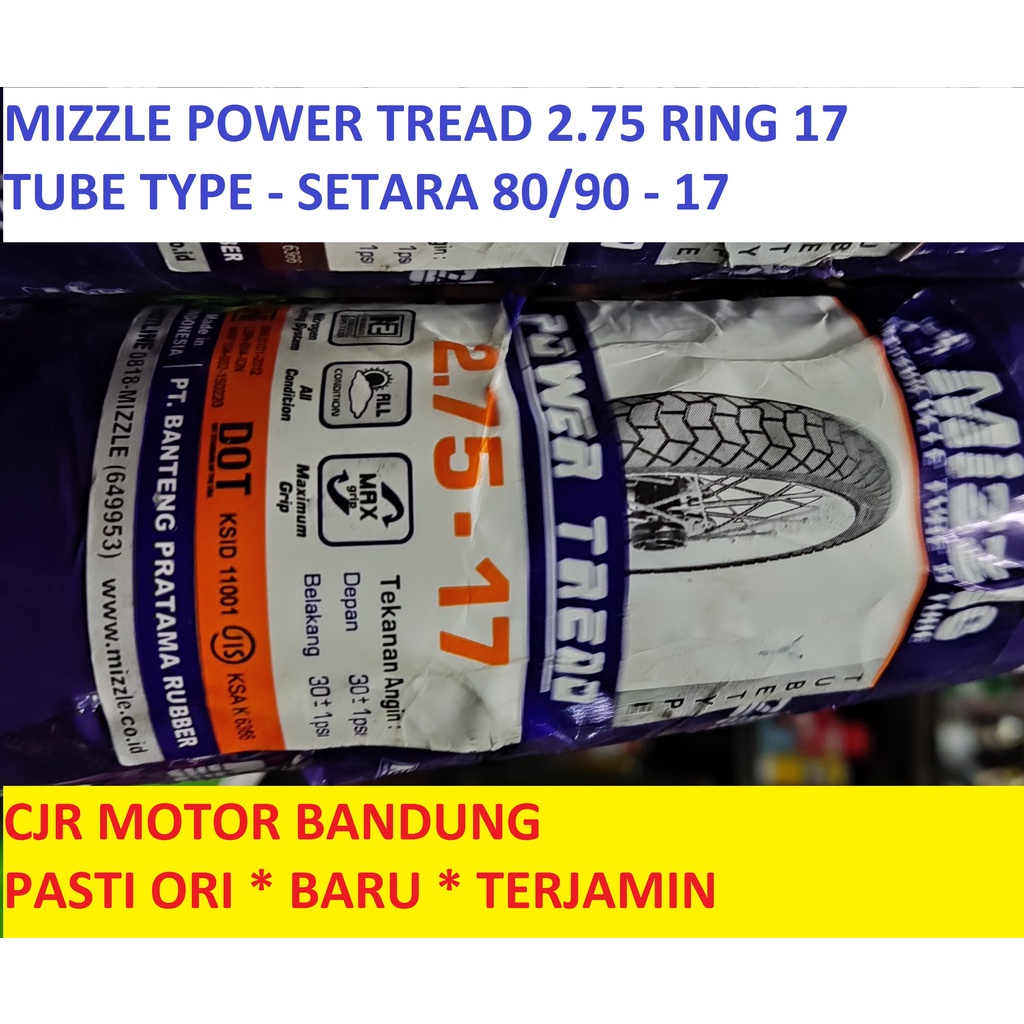 MIZZLE POWER TREAD 275 ring 17 ban semi trail motor bebek non tubeless