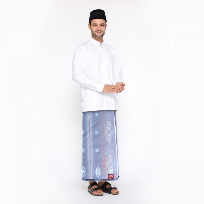 Sarung BHS Excellent Gold Motif JGB Abu Biru
