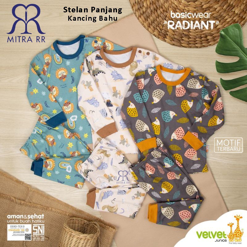 [TERBARU] Velvet Junior Setelan Oblong Panjang Stelan Piyama Baju Tidur Anak Newborn S M L XL XXL