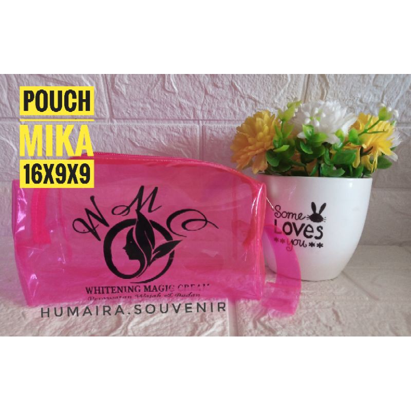 pouch mika transparan dompet kosmetik custom
