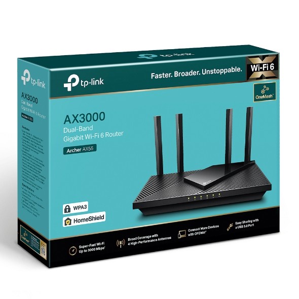 TP-LINK Archer AX55 AX3000 Dual Band Gigabit Wi-Fi 6 Router