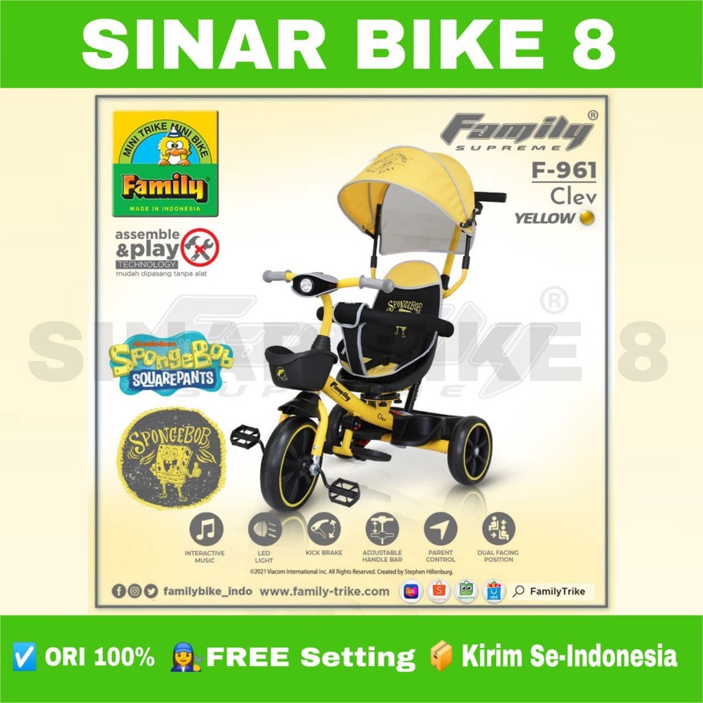 Sepeda Anak Roda Tiga FAMILY F-961 Musik Kursi Putar