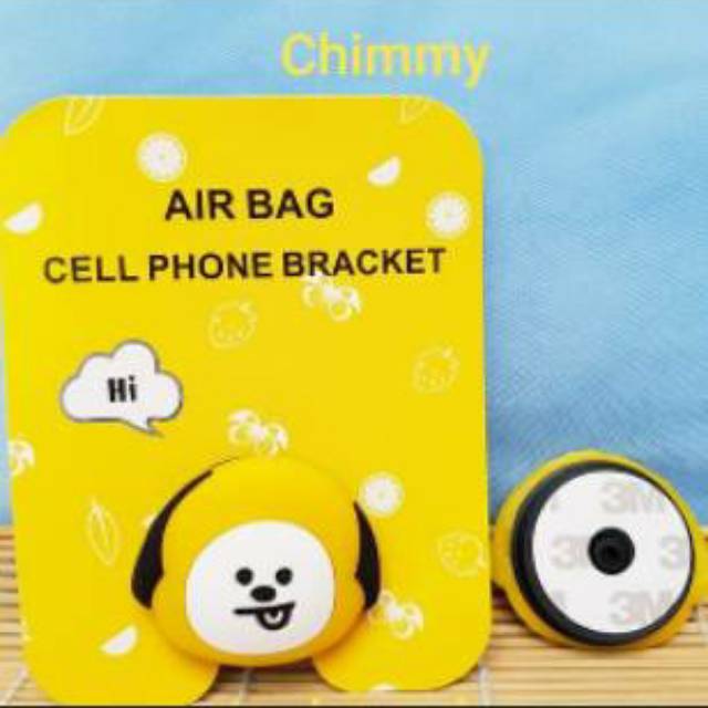 BTS BT21 Ring Holder Handphone Bentuk Balon Air Bag Pegangan HP LED