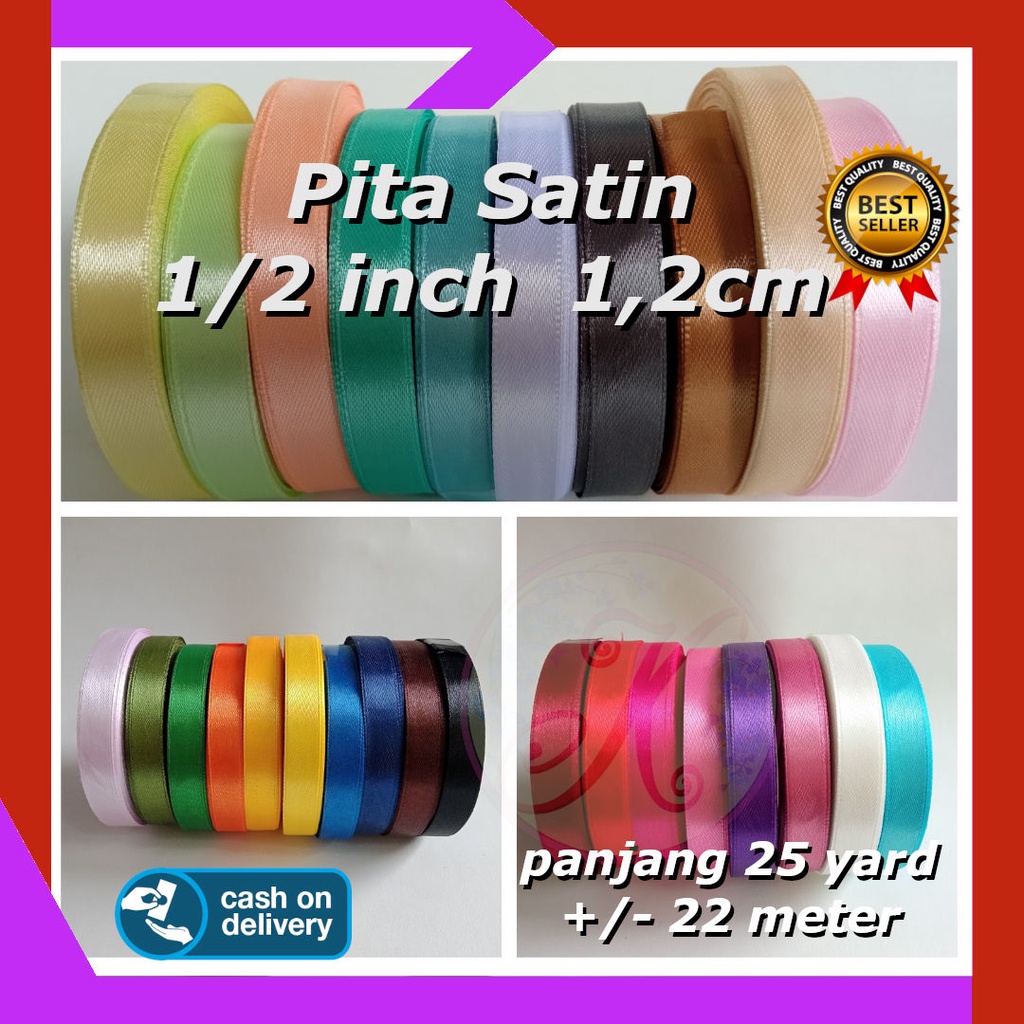 Pita Satin 1,2 cm / 1/2 Inch harga per roll