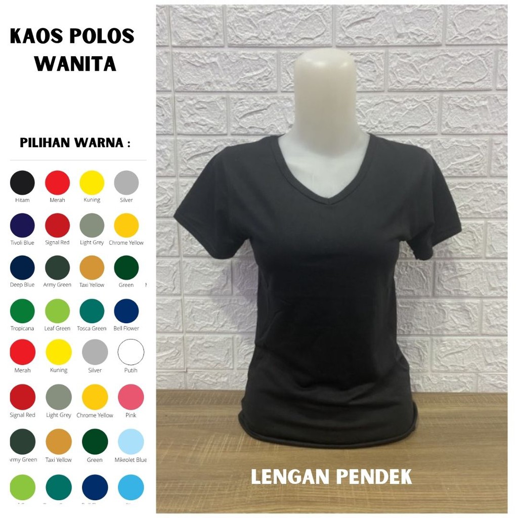 Kaos V Neck Polos Pendek Wanita Kaos Deker Pendek Kaos V neck L XL XXL JUMBO