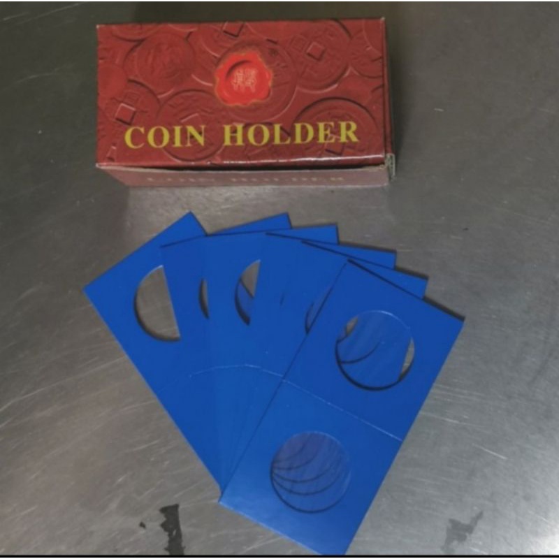 pelindung koin coin holder karton biru tebal 22,5 mm