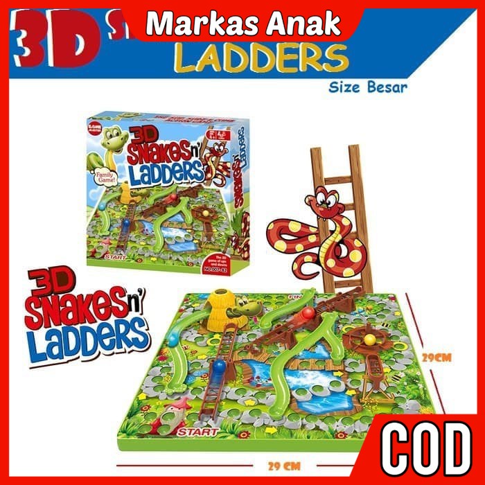 Mainan Anak Anak Umur 3 4 5 6 Tahun Ular Tangga Dadu Jumbo jadul 90an Jaman Dulu Snake Ladder Board 