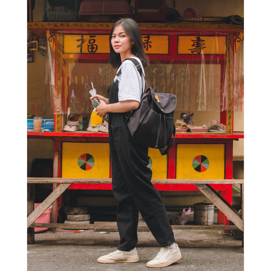 Imokey Onyx Black: Basic Drawstring Backpack - Tas Ransel Pria Tas Ransel Wanita