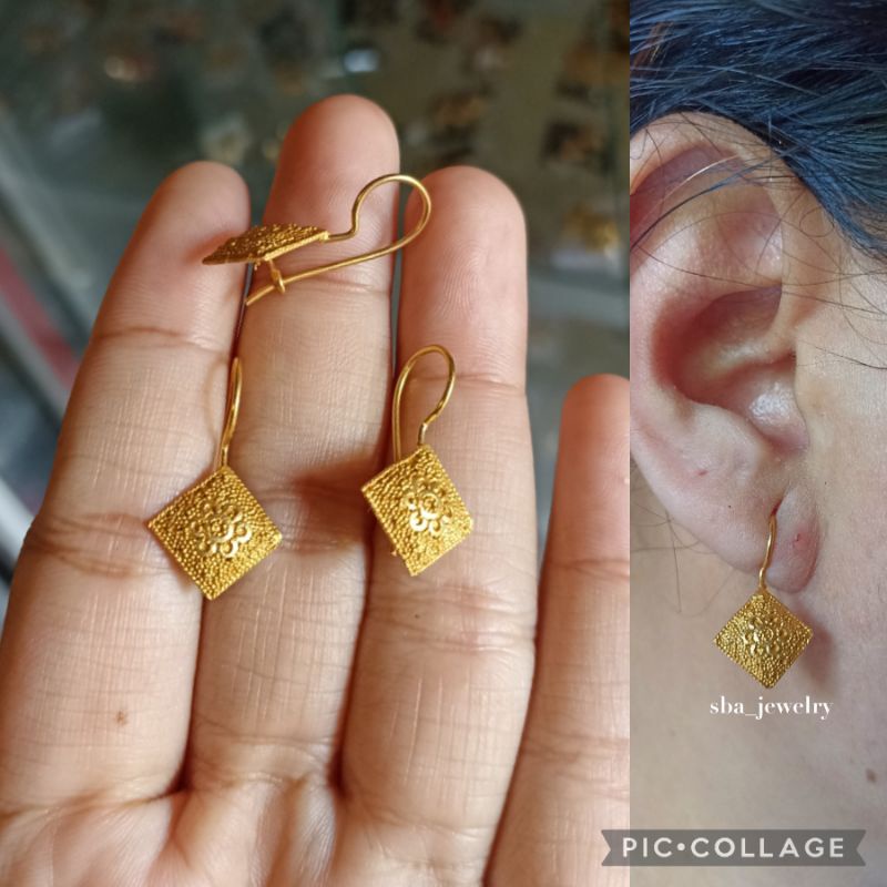 anting pasir alpaka bali lapis emas