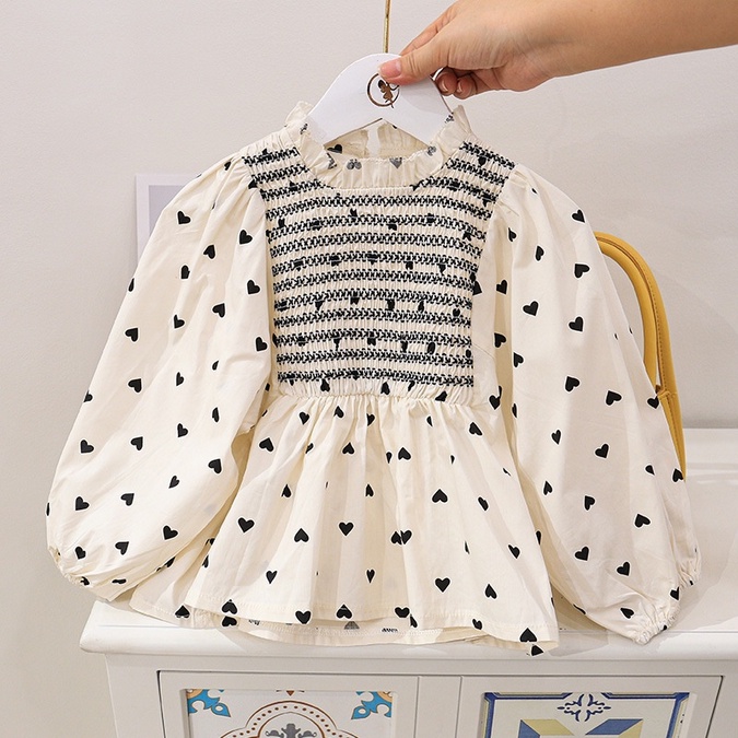 SSP10-Setelan Set Anak Perempuan Kemeja PolkaLove + Celana Panjang Cut bray