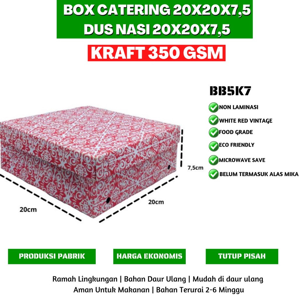 Dus Nasi 20x20 Tebal 350 Gsm Dus Nasi (BB5K7-Non Laminasi)