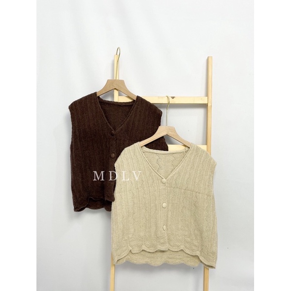 MDLV ~ T004 chunky Knit Vest hanya luaran Rompi Rajut Vest Rajut Fashion Import
