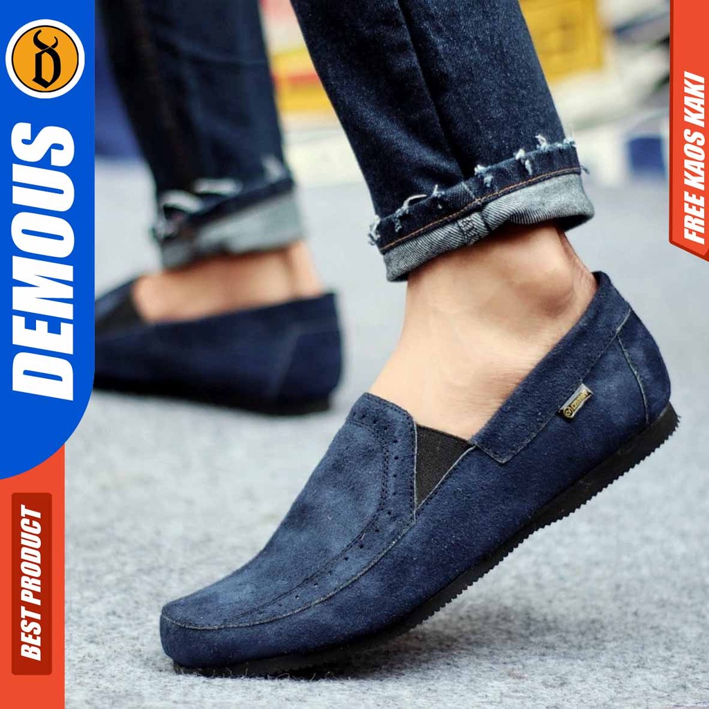 DEMOUS JESTER Sepatu Slip On Casual Kulit Suede