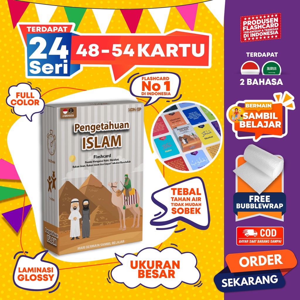 [1KG=10PCS] Konsep Flashcard Pengetahuan Islam / Flash Card / Mainan Edukasi Kartu Pintar Anak