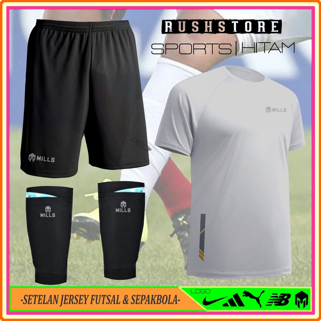 Setelan Baju Jersey Legging Deker Shin Guard Celana Pendek Olahraga Sepakbola Futsal