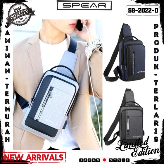 Tas Pria Selempang Spear SB 2022 Sling Bag - Abu-abu