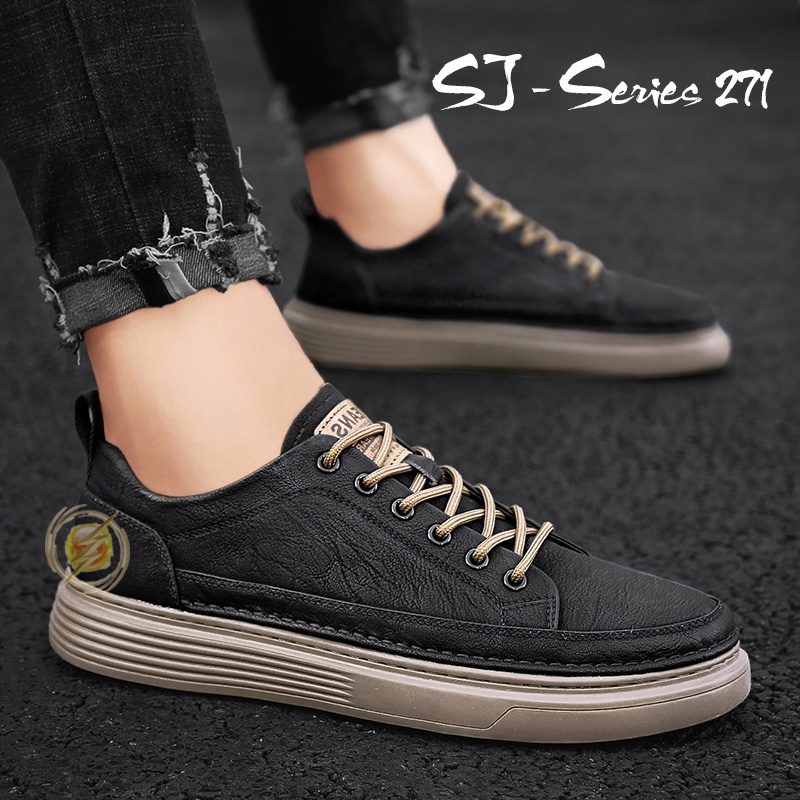 {JWALK} (FREE BOX &amp; KAOS KAKI) Sepatu Sneakers Pria Kulit Sintetis Casual Trendy Semi Formal bisa untuk kerja kualitas import premium (271)