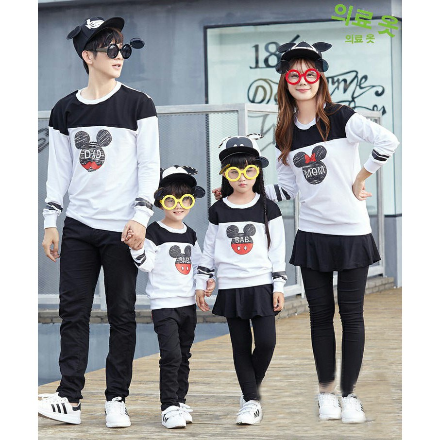 Fam 2 Anak Mickey Arsip - kaos sweater lengan panjang kapelan bersama keluarga baju couple family