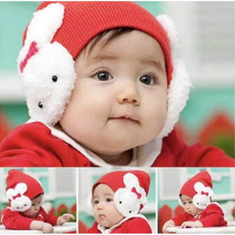 topi rajut bayi perempuan