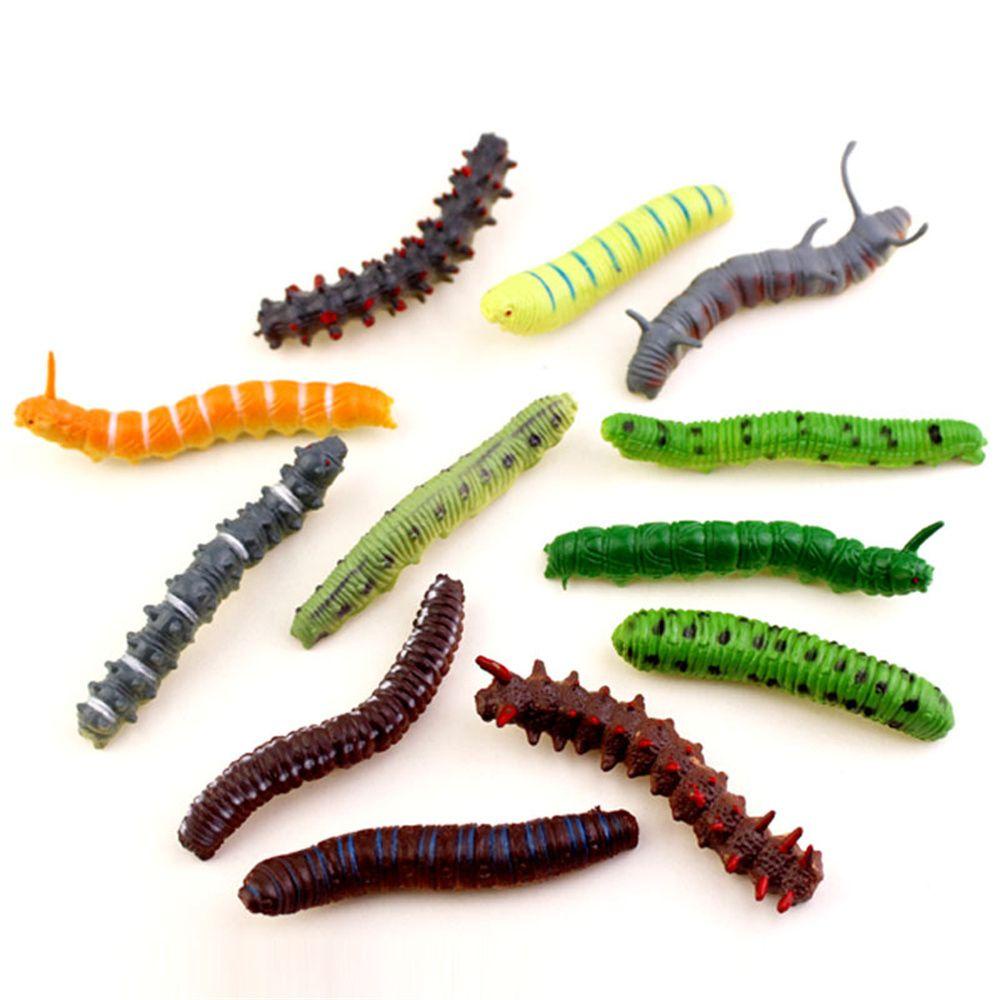 Lanfy Twisty Worm Toy 12Pcs/Lot Mainan Anak Mop's Day Props Canda Gags Realistis Fake Caterpillar Ulat Palsu