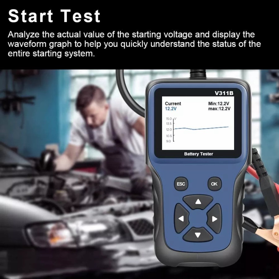 Battery Tester Digital Print Test Aki Detektor Baterai Multi Language