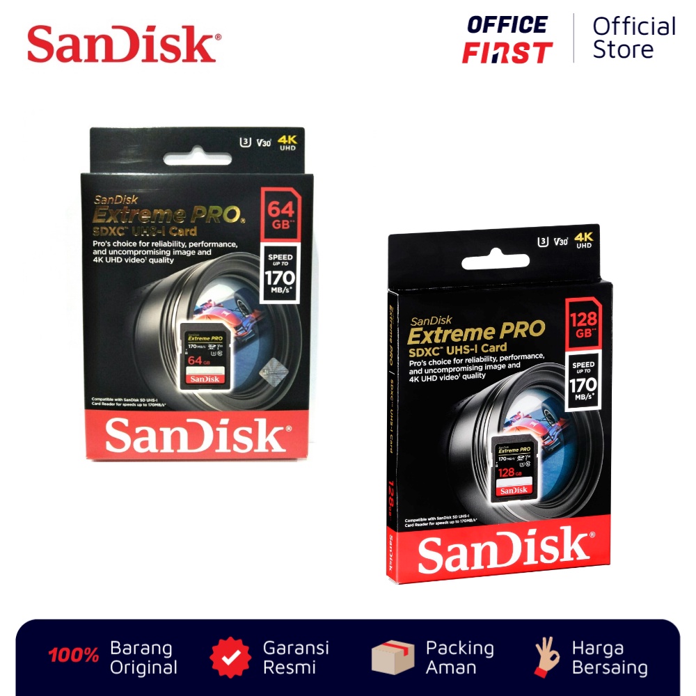 SanDisk Extreme Pro SDXC UHS-I 170 MBps 64 128 GB / Memory Card SD