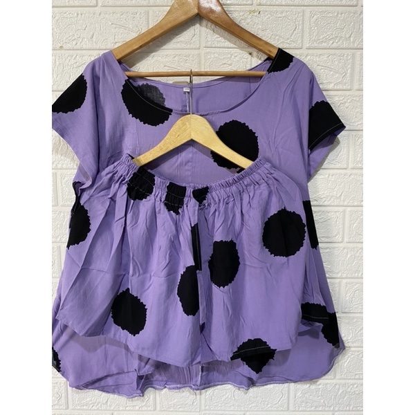 SETELAN  PENDEK XXL LD 130CM MOTIF KOPI / POLKADOT