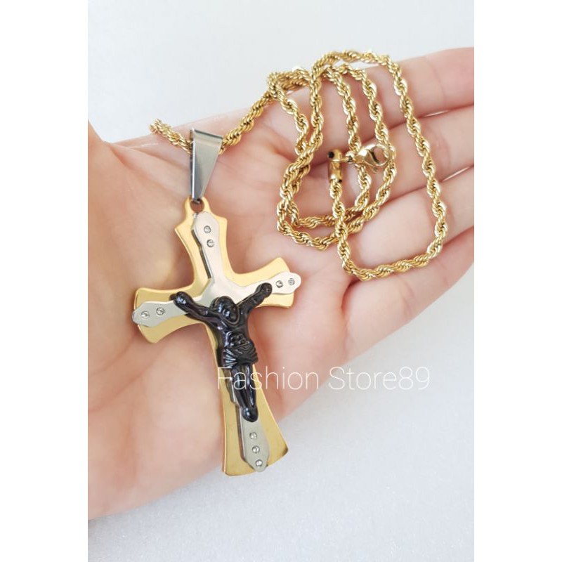 New import kalung Titanium salib Jesus kalung Fashion rohani Anti Karat Import bestquality Antikarat