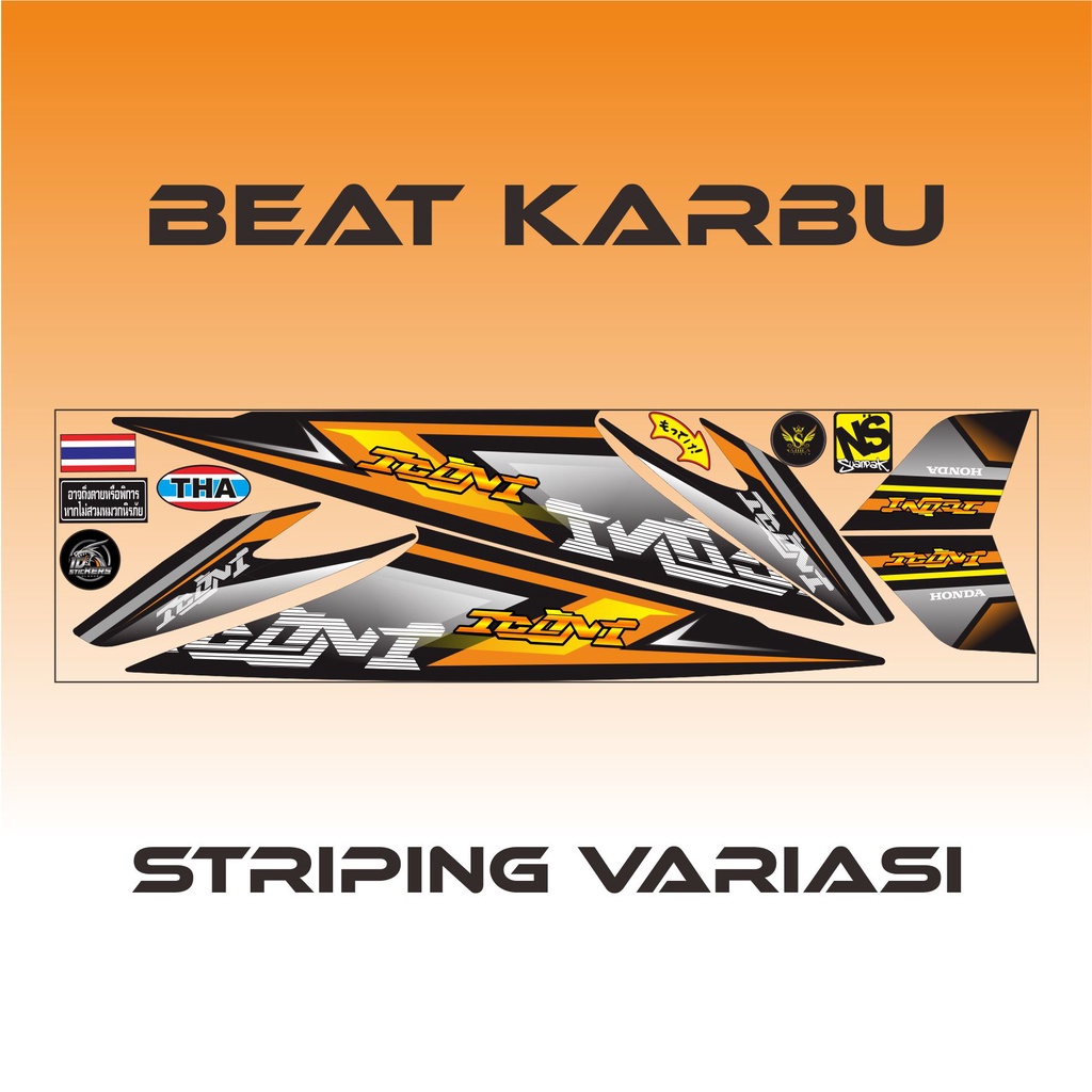 STIKER STICKER STRIPING BEAT KARBU - STIKER LIS VARIASI HONDA BEAT KARBU RACING - ORANGE