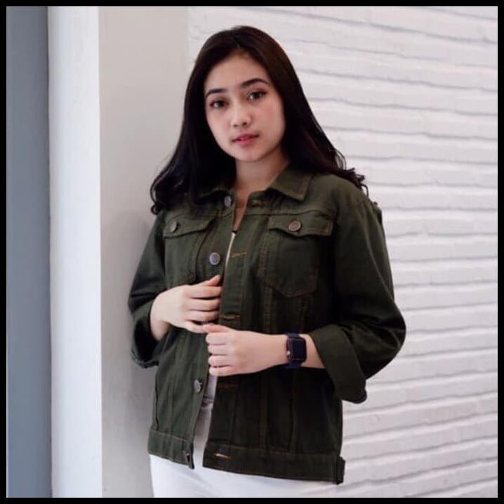 1Xdt Jaket Jeans Washed Wanita Levis Denim Casual Modis Trendy Premium - Mustard Y52S