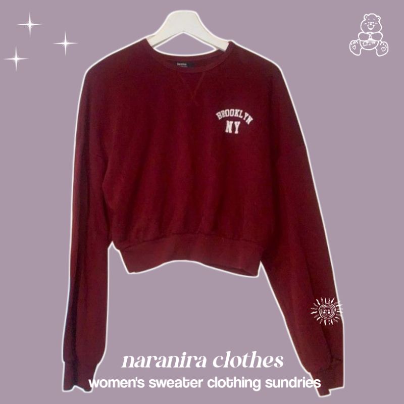 Pakaian wanita sweater - crewneck Maroon Booklyn Ny