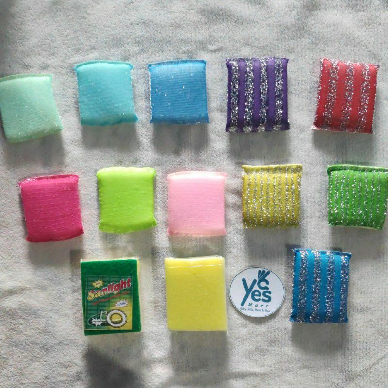 Spons Cuci Piring Serba Guna 1 PCS Warna Warni Sponge Metalic Spon Dapur Serbaguna Sabut Stainless Kawat