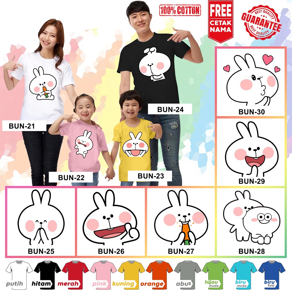 [FREE NAMA!!] Baju Kaos ANAK DAN DEWASA BUNNY KELINCI RABBIT BANYAK MOTIF