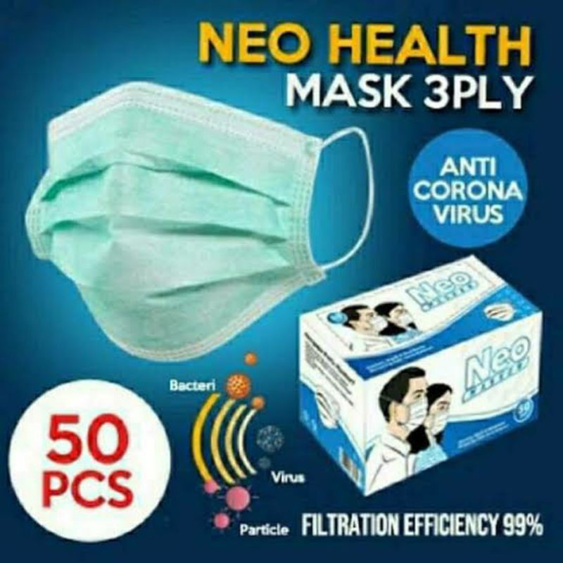 (ECER) Masker Medis 3Ply Bedah Neo Health Earloop &amp; Headloop / Disposable