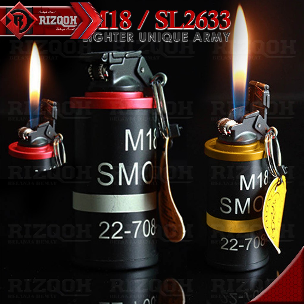Korek Api Gas Unik Model Granat Smoke Bom M18 - Mancis Unik Granat SL2633