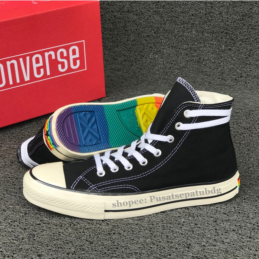 Sepatu Converse All Star 70s High Rainbow Black White