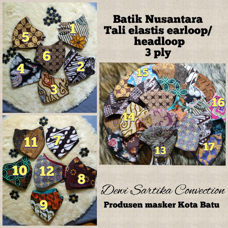 masker Batik Nusantara 3 ply earloop/ headlopp