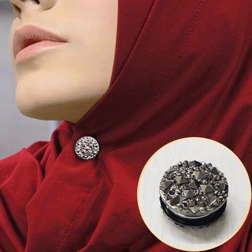 Bross Abu-abu Magnet Scarf Buckle Brooch Muslim
